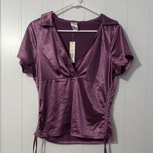 NWTs No Boundaries Purple Satin Women's Top